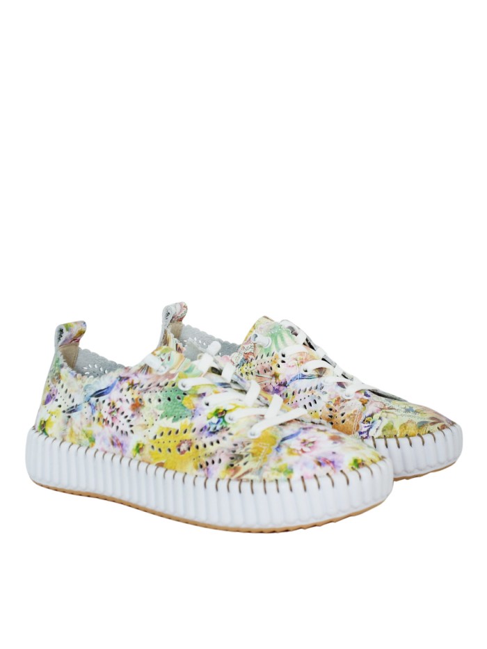 ZAPATILLAS FRESCAS DE PIEL CON ESTAMPADO FLORAL PARA MUJER THE HAPPY MONK MALLORCA 009 MULTICOLOR