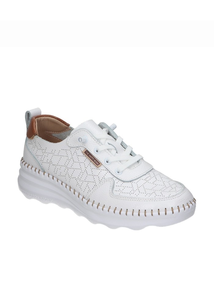 ZAPATILLAS CONFORT DE PIEL BLANCAS PARA MUJER THE HAPPY MONK CALPE-002