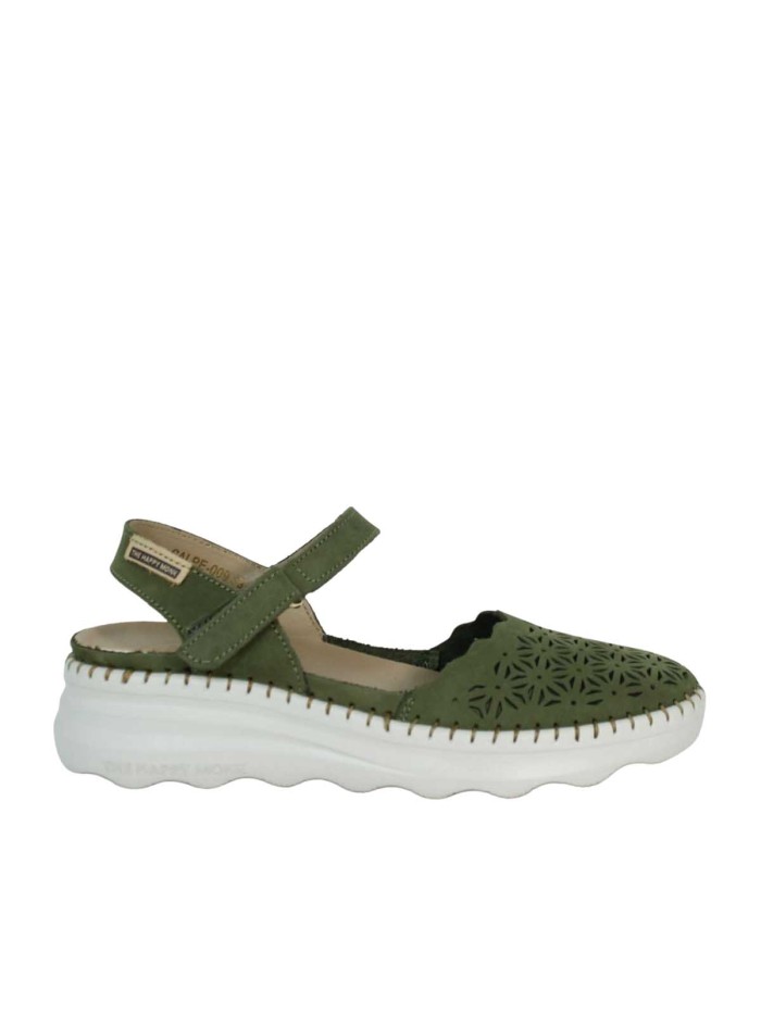 SANDALIAS DE MUJER CON CUÑA Y PLANTA DE GEL THE HAPPY MONK CALPE-009 OLIVA