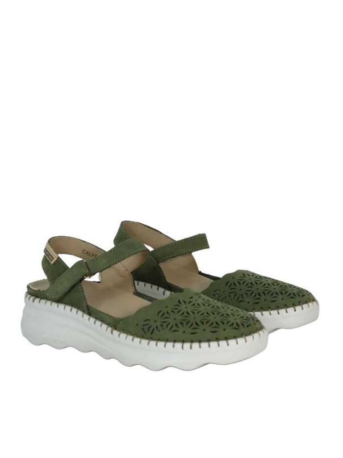 SANDALIAS DE MUJER CON CUÑA Y PLANTA DE GEL THE HAPPY MONK CALPE-009 OLIVA