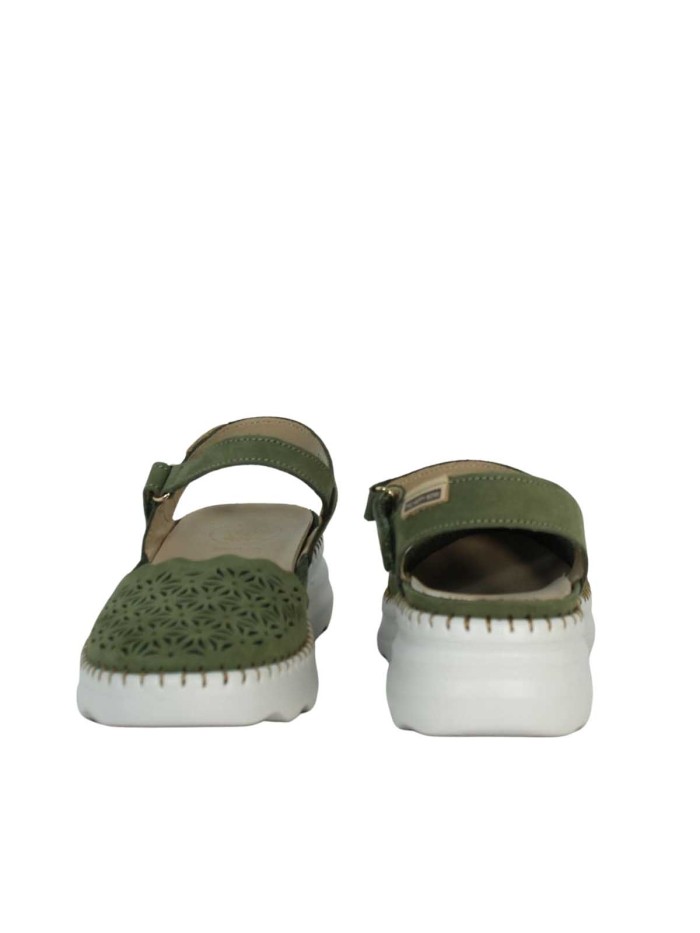 SANDALIAS DE MUJER CON CUÑA Y PLANTA DE GEL THE HAPPY MONK CALPE-009 OLIVA