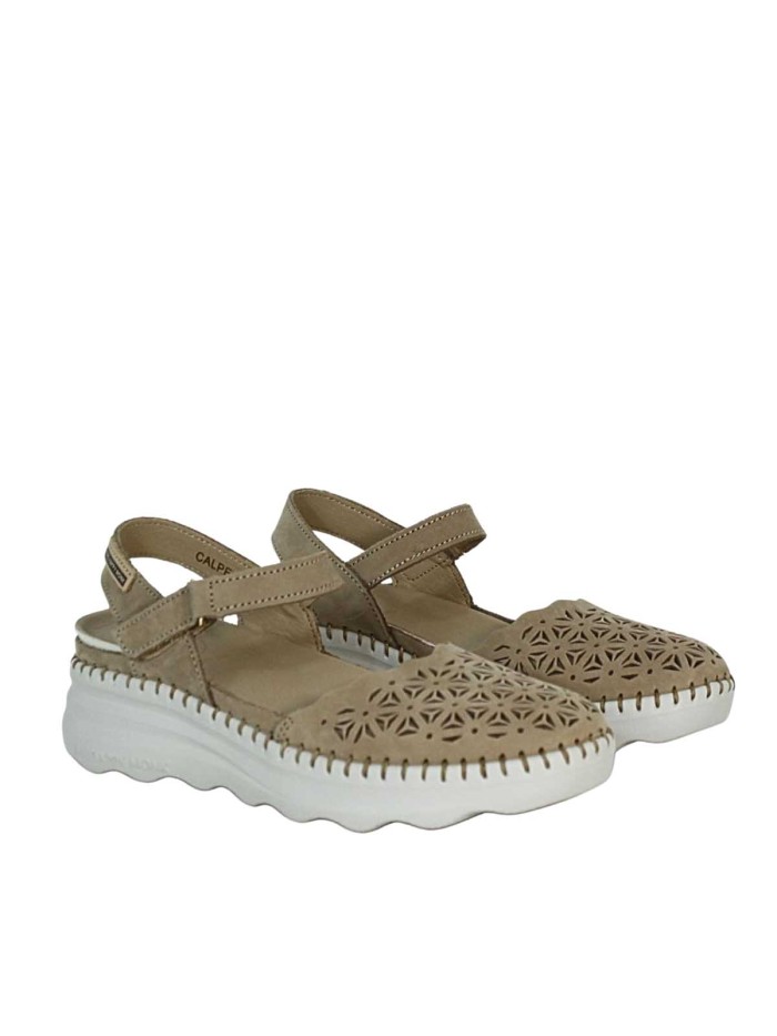 SANDALIAS DE CUÑA CON PLANTA DE GEL PARA MUJER THE HAPPY MONK CALPE-009 TAUPE