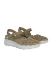 SANDALIAS DE CUÑA CON PLANTA DE GEL PARA MUJER THE HAPPY MONK CALPE-009 TAUPE