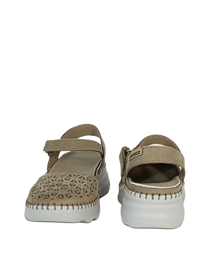 SANDALIAS DE CUÑA CON PLANTA DE GEL PARA MUJER THE HAPPY MONK CALPE-009 TAUPE