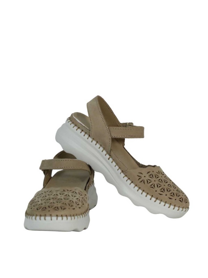 SANDALIAS DE CUÑA CON PLANTA DE GEL PARA MUJER THE HAPPY MONK CALPE-009 TAUPE