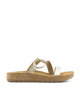 SANDALIAS BIO DE PIEL PARA MUJER THE HAPPY MONK FORMENTERA 007 PLATINO