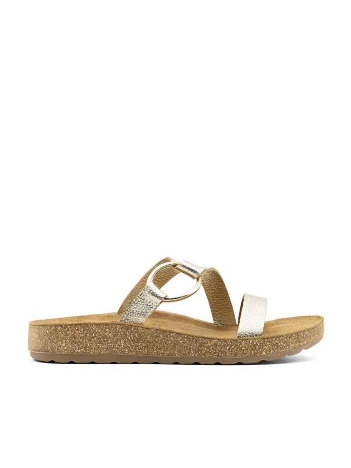 SANDALIAS BIO DE PIEL PARA MUJER THE HAPPY MONK FORMENTERA 007 PLATINO