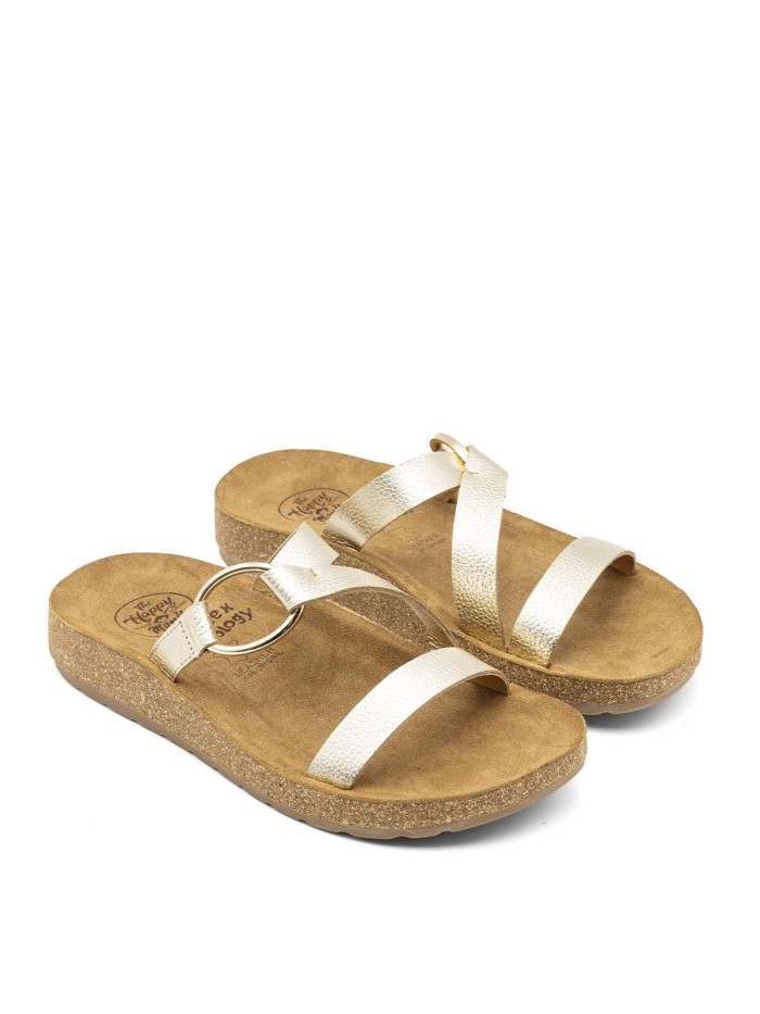 SANDALIAS BIO DE PIEL PARA MUJER THE HAPPY MONK FORMENTERA 007 PLATINO