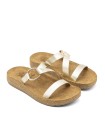 SANDALIAS BIO DE PIEL PARA MUJER THE HAPPY MONK FORMENTERA 007 PLATINO
