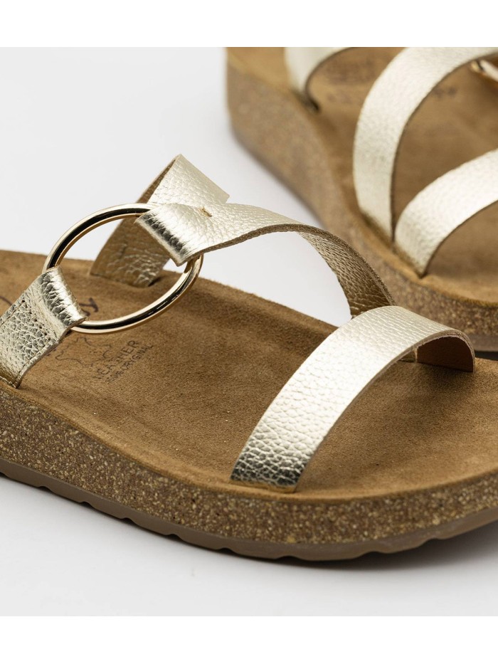 SANDALIAS BIO DE PIEL PARA MUJER THE HAPPY MONK FORMENTERA 007 PLATINO