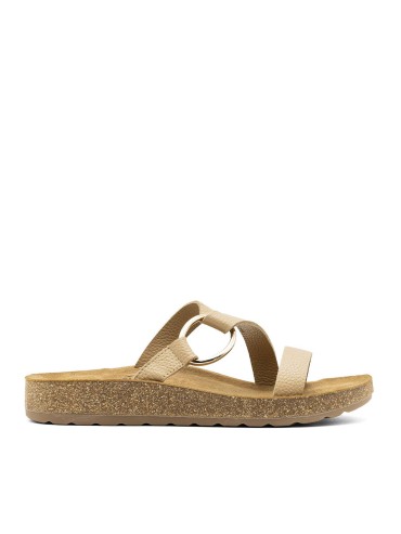 SANDALIAS PLANAS BIO EN PIEL PARA MUJER THE HAPPY MONK FORMENTERA-007 BEIGE