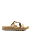 SANDALIAS PLANAS BIO EN PIEL PARA MUJER THE HAPPY MONK FORMENTERA-007 BEIGE
