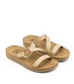 SANDALIAS PLANAS BIO EN PIEL PARA MUJER THE HAPPY MONK FORMENTERA-007 BEIGE