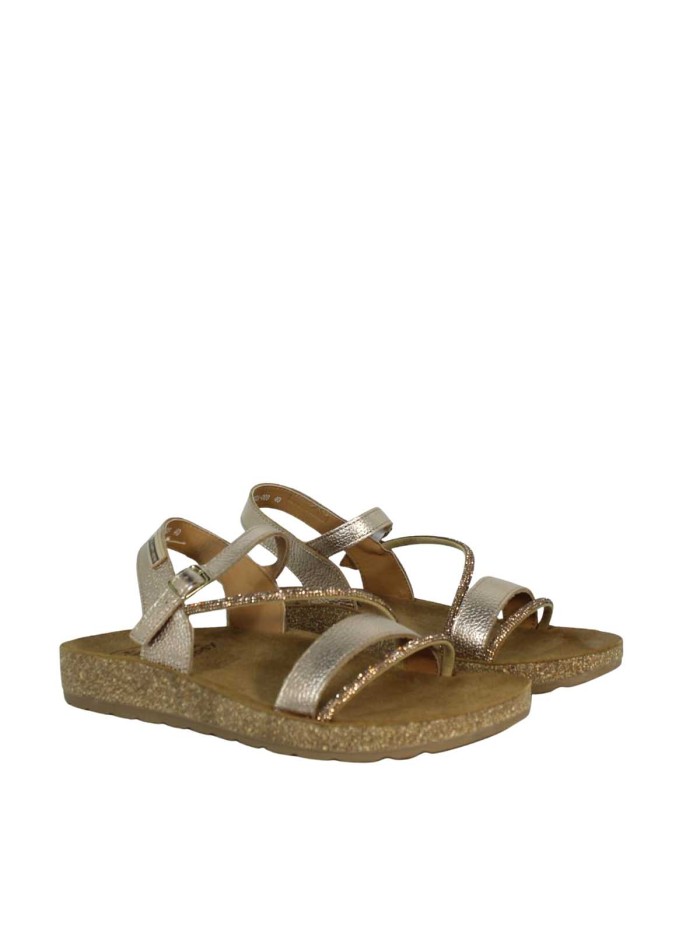 SANDALIAS DE TIRAS EN PIEL PARA MUJER THE HAPPY MONK FORMENTERA-009 ORO
