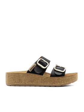 SANDALIAS BIO CON HEBILLAS PARA MUJER THE HAPPY MONK GOMERA 006 NEGRO