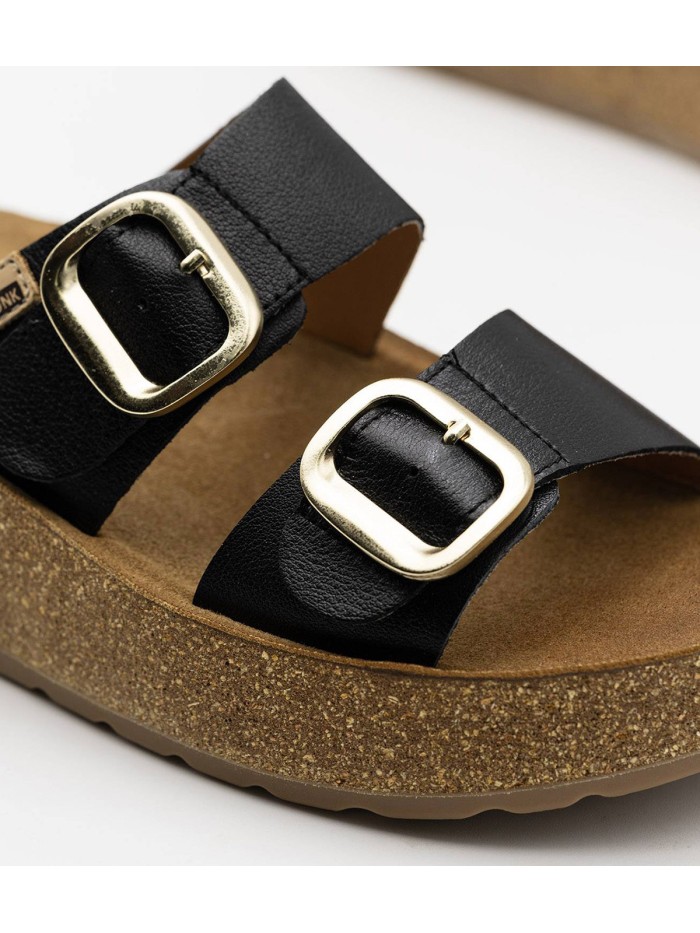 SANDALIAS BIO CON HEBILLAS PARA MUJER THE HAPPY MONK GOMERA 006 NEGRO