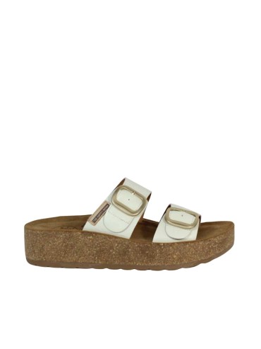 SANDALIAS BIO BLANCAS EN PIEL CON MAXIHEBILLAS PARA MUJER THE HAPPY MONK GOMERA 006