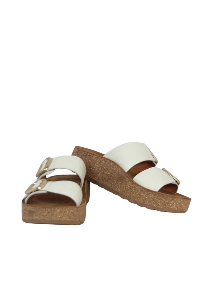 SANDALIAS BIO BLANCAS EN PIEL CON MAXIHEBILLAS PARA MUJER THE HAPPY MONK GOMERA 006