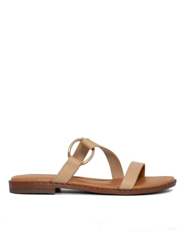 SANDALIA PLANA DE PIEL BEIGE PARA MUJER THE HAPPY MONK MENORCA 009