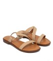 SANDALIA PLANA DE PIEL BEIGE PARA MUJER THE HAPPY MONK MENORCA 009