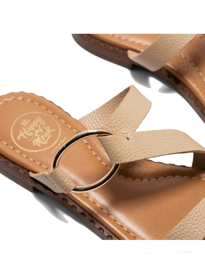 SANDALIA PLANA DE PIEL BEIGE PARA MUJER THE HAPPY MONK MENORCA 009