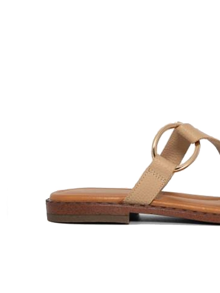 SANDALIA PLANA DE PIEL BEIGE PARA MUJER THE HAPPY MONK MENORCA 009