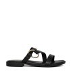 SANDALIAS PLANAS DE PIEL PARA MUJER THE HAPPY MONK MENORCA 009 NEGRO