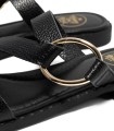 SANDALIAS PLANAS DE PIEL PARA MUJER THE HAPPY MONK MENORCA 009 NEGRO