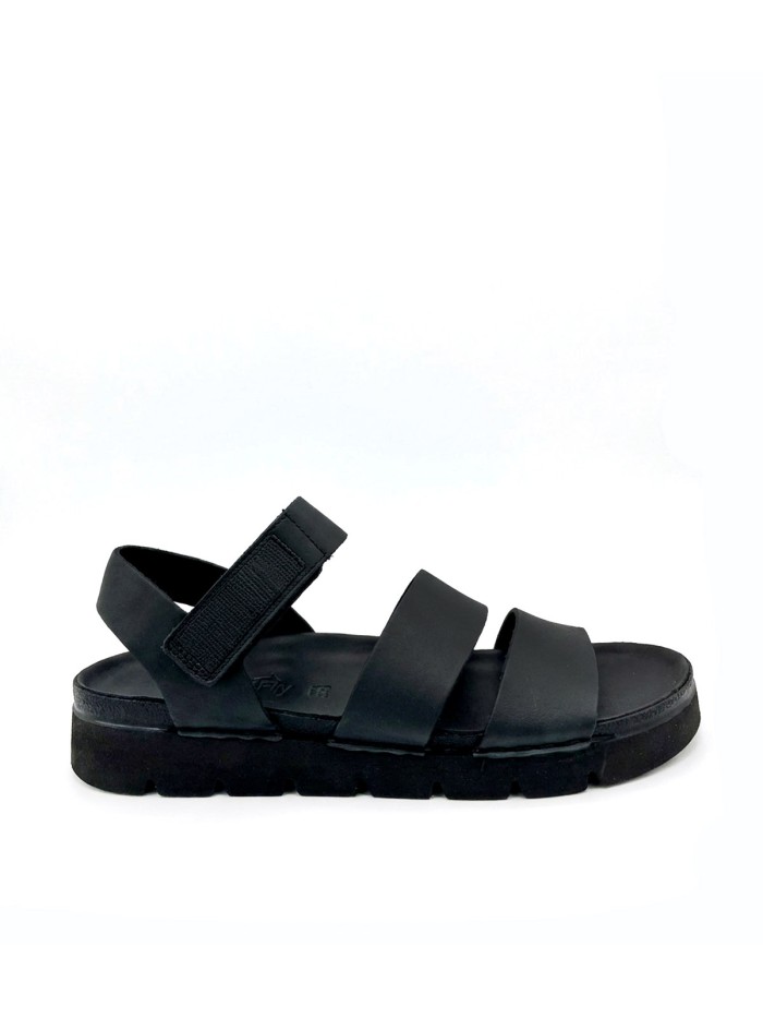 SANDALIA PLANA DE PIEL PARA HOMBRE WALK AND FLY ICARUS 8385 51230 NEGRO