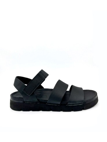 SANDALIA PLANA DE PIEL PARA HOMBRE WALK AND FLY ICARUS 8385 51230 NEGRO