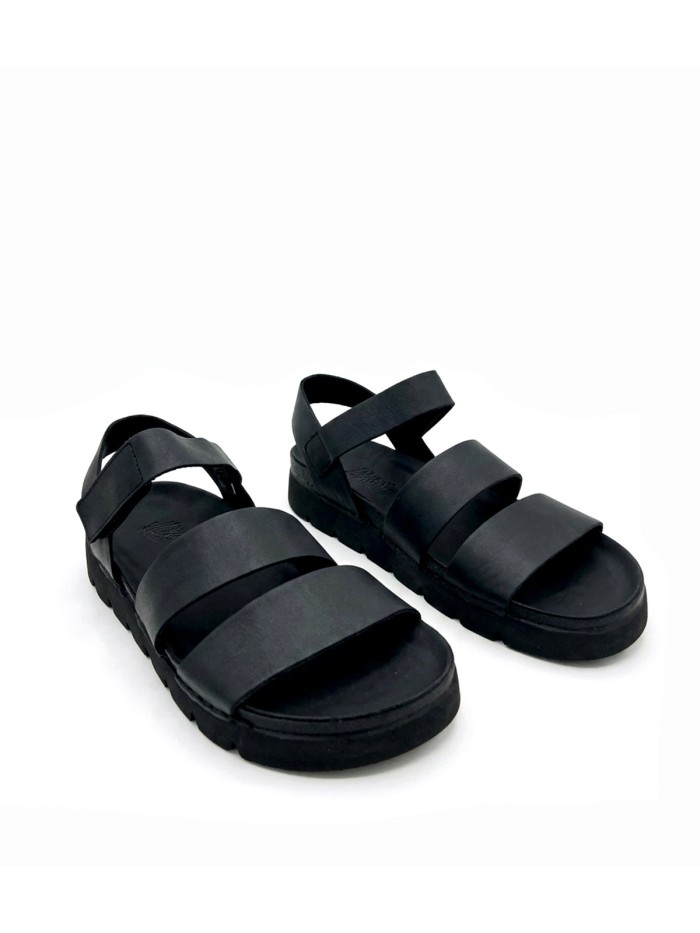 SANDALIA PLANA DE PIEL PARA HOMBRE WALK AND FLY ICARUS 8385 51230 NEGRO