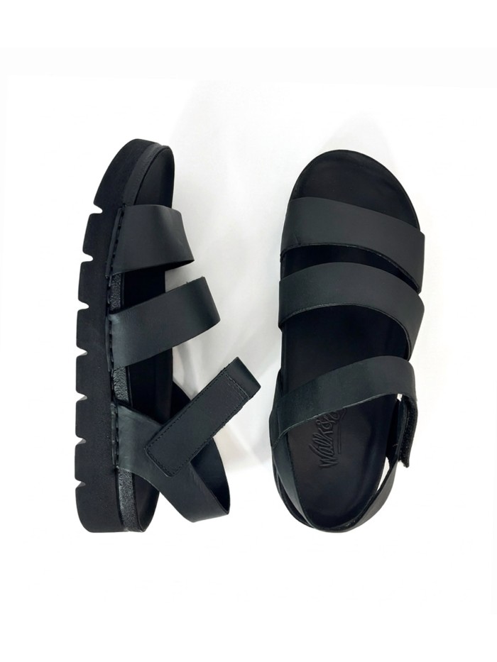 SANDALIA PLANA DE PIEL PARA HOMBRE WALK AND FLY ICARUS 8385 51230 NEGRO