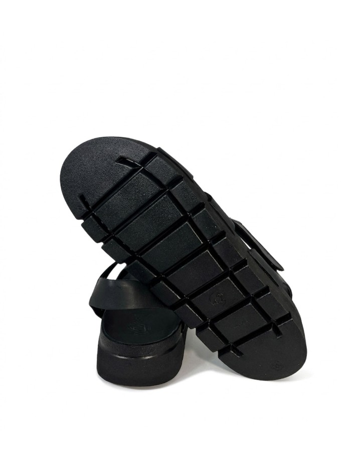 SANDALIA PLANA DE PIEL PARA HOMBRE WALK AND FLY ICARUS 8385 51230 NEGRO