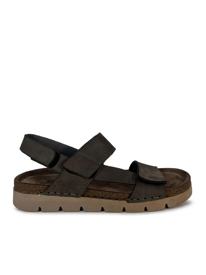 SANDALIA PLANA DE PIEL CON VELCROS PARA CABALLERO WALK AND FLY FIACHI 8385 51270 MARRÓN