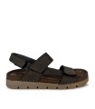 SANDALIA PLANA DE PIEL CON VELCROS PARA CABALLERO WALK AND FLY FIACHI 8385 51270 MARRÓN