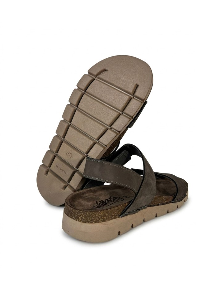 SANDALIA PLANA DE PIEL CON VELCROS PARA CABALLERO WALK AND FLY FIACHI 8385 51270 MARRÓN