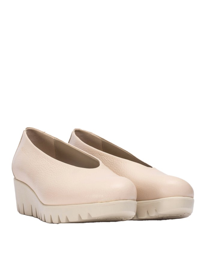 ZAPATO PIEL DE CUÑA DE MUJER WONDERS FLY C-33100 BEIGE