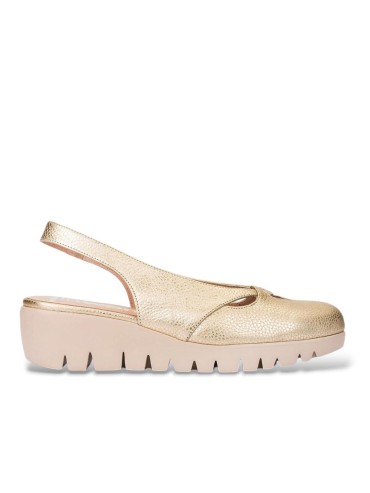 ZAPATO DESTALONADO DE PIEL CON CUÑA DE MUJER WONDERS GALE C-33331 PLATINO