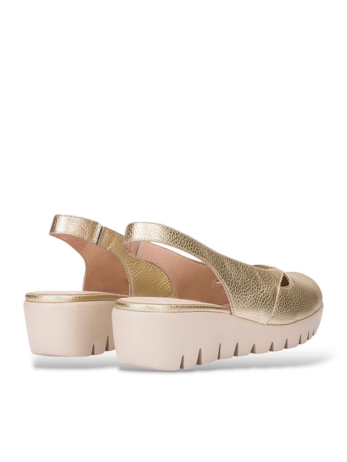ZAPATO DESTALONADO DE PIEL CON CUÑA DE MUJER WONDERS GALE C-33331 PLATINO