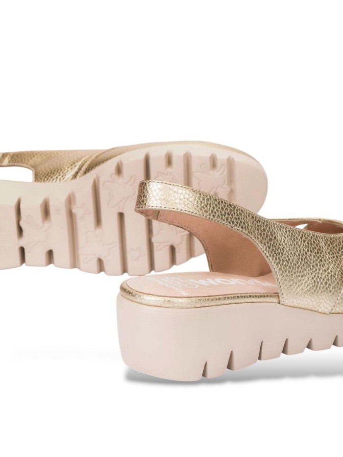 ZAPATO DESTALONADO DE PIEL CON CUÑA DE MUJER WONDERS GALE C-33331 PLATINO
