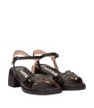 SANDALIAS DE PIEL TROQUELADAS CON TACÓN PARA MUJER WONDERS MOAI 01 NEGRAS