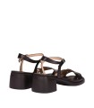SANDALIAS DE PIEL TROQUELADAS CON TACÓN PARA MUJER WONDERS MOAI 01 NEGRAS