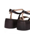 SANDALIAS DE PIEL TROQUELADAS CON TACÓN PARA MUJER WONDERS MOAI 01 NEGRAS