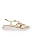 SANDALIAS DE PIEL METALIZADAS CON CUÑA BAJA PARA MUJER WONDERS MAR 50 C-6550 PLATINO