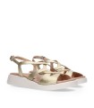 SANDALIAS DE PIEL METALIZADAS CON CUÑA BAJA PARA MUJER WONDERS MAR 50 C-6550 PLATINO
