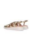 SANDALIAS DE PIEL METALIZADAS CON CUÑA BAJA PARA MUJER WONDERS MAR 50 C-6550 PLATINO