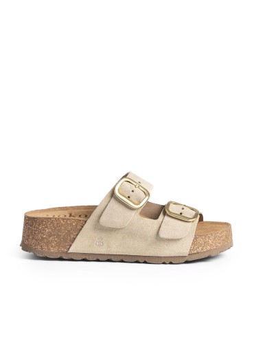 SANDALIAS DE PIEL DE SERRAJE CON PLATAFORMA PARA MUJER YOKONO WIWI-003 BEIGE