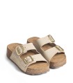 SANDALIAS DE PIEL DE SERRAJE CON PLATAFORMA PARA MUJER YOKONO WIWI-003 BEIGE