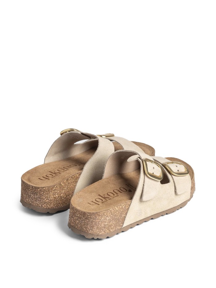 SANDALIAS DE PIEL DE SERRAJE CON PLATAFORMA PARA MUJER YOKONO WIWI-003 BEIGE
