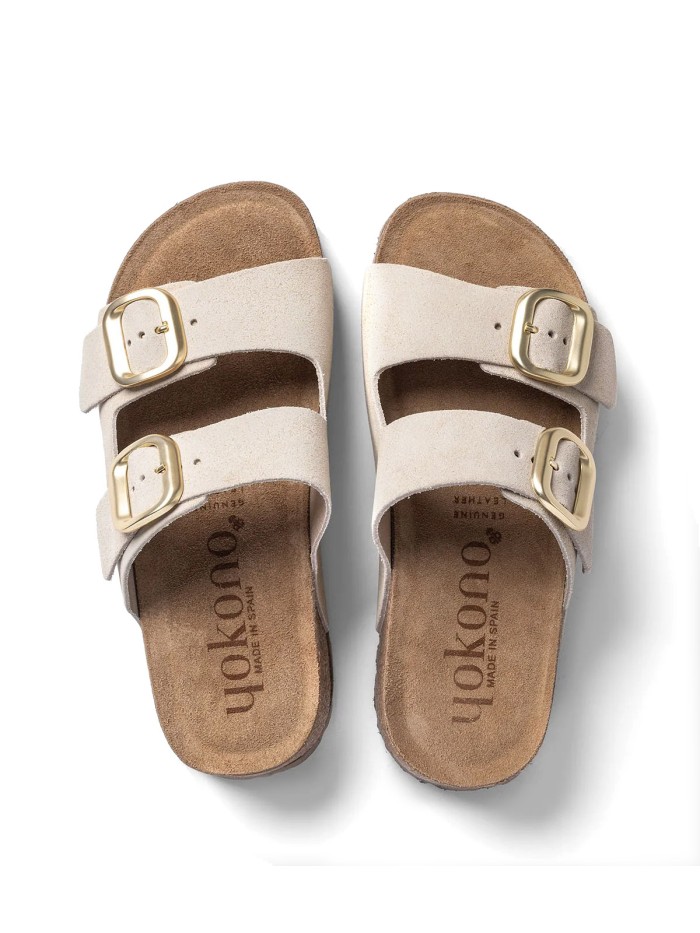 SANDALIAS DE PIEL DE SERRAJE CON PLATAFORMA PARA MUJER YOKONO WIWI-003 BEIGE